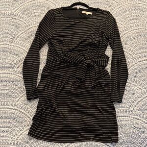 LOFT Black Striped Dress